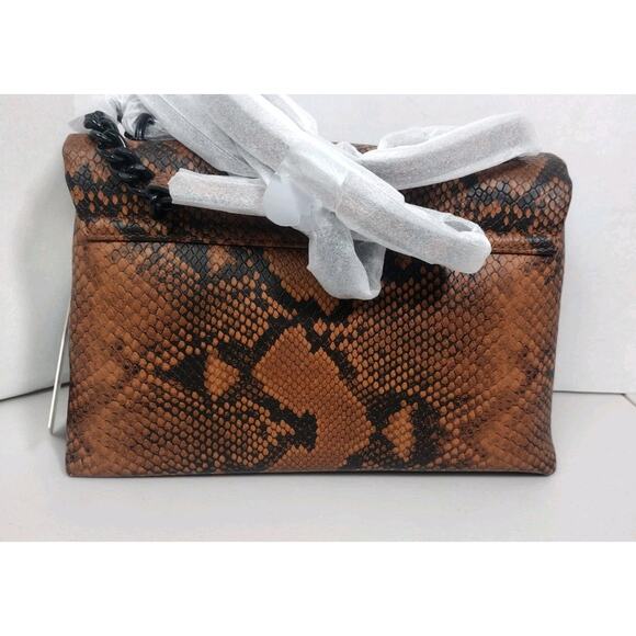 Nicole Miller Brown & Black Python Look Crossbody Handbag NWTS MSRP $60 - Picture 3 of 11